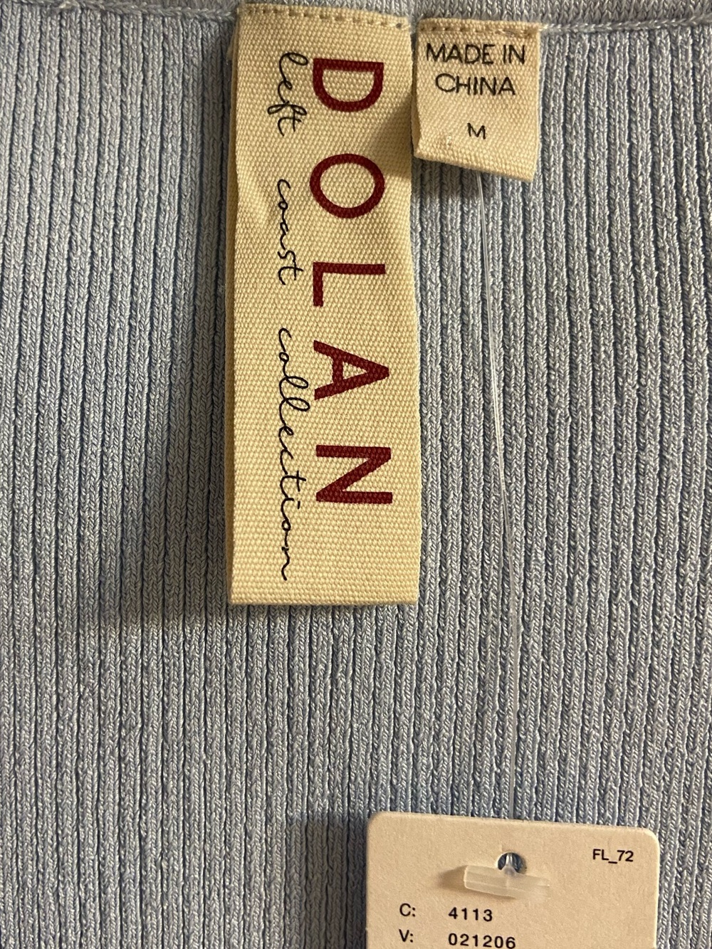 Anthropologie Dolan Sheer Sleeve Applique Sweater Light Blue Knit V-Neck Medium - Picture 10 of 12